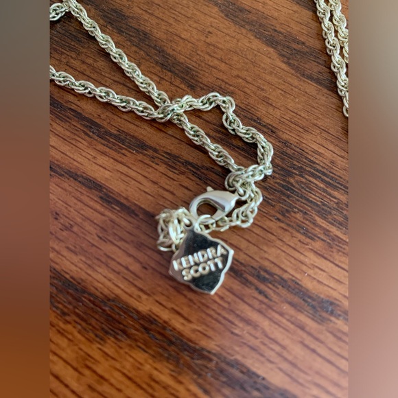 Kendra Scott Rayne Necklace Gray Stone with Gold Chain and Fringe - Picture 3 of 4